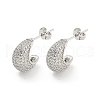 Teardrop Brass Pave Clear Cubic Zirconia Stud Earrings EJEW-M258-67P-1