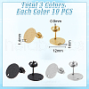 Unicraftale 30Pcs 3 Colors 304 Stainless Steel Stud Earring Findings STAS-UN0056-10-3