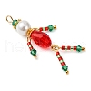 2Pcs Christmas Glass Seed Beaded Human Pendants PALLOY-MZ00783-3