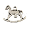 Tibetan Style Rocking Horse Alloy Pendants TIBEP-Q050-05AS-RS-2