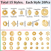 SOFPLATE 300Pcs 15 Styles Tibetan Style Alloy Beads Set FIND-SP0002-16A-2