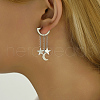 Stainless Steel Star with Moon Tassel Hoop Earrings CV1513-2-2