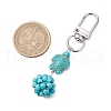 Synthetic Turquoise Beaded Round & Sea Turtle Pendant Decorations HJEW-JM03101-02-3