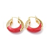 Enamel Hoop Earrings with Clear Cubic Zirconia EJEW-F306-09G-2