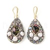Mother's Day Jewellery Natural Pearl & Rhinestone Dangle Earrings EJEW-L286-14G-1