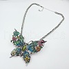 Flower Butterfly Alloy Colorful Enamel & Cat Eye Pendant Necklaces for Women FS-WGE41F5-02-3