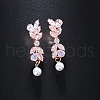 Leaf Brass Clear Cubic Zirconia Dangle Stud Earrings FS-WGEEEF5-03-1