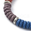 Dyed Natural Lava Rock Disc Beaded Stretch Bracelet BJEW-TA00338-2