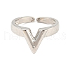 Hollow V-Shaped Brass Open Cuff Rings RJEW-Q781-15P-2