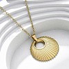 Flat Round 304 Stainless Steel Pendant Necklaces NJEW-M096-05G-1