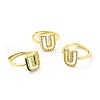 Mixed Color Enamel Initial Letter Adjustable Ring with Clear Cubic Zirconia RJEW-P045-01G-U-1