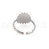 Non-Tarnish 304 Stainless Steel Flat Round with Initial Letter Open Cuff Ring for Men Women RJEW-S405-246P-O-2