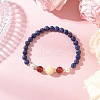 3Pcs Shell Pearl Bead & Natural Carnelian & Dyed White Jade & Dyed Lapis Lazuli & Green Aventurine & Yellow Jade Beaded Stretch Bracelets for Women BJEW-JB11938-4