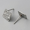 304 Stainless Steel Textured Geometry Stud Earrings Findings with Hole STAS-WH0027-54G-3