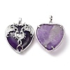 Natural & Synthetic Mixed Gemstone Heart Pendant Rhinestone Settings G-K339-01P-3