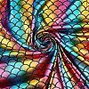 Sparkly Hologram Spandex Mermaid Printed Fish Scale Fabric AJEW-WH0289-90-1