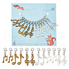 12Pcs 6 Style Musical Note Tibetan Style Alloy Pendant Stitch Markers HJEW-NB00038-1