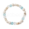 Bohemia Style Natural Fossil & Freshwater Shell & Glass Beads Stretch Bracelets for Women BJEW-JB11865-02-2
