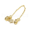 Brass Pave Clear Cubic Zirconia European Safety Chains with Charms KK-L236-16B-G-2