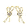 Rack Plating Brass Micro Pave Clear Cubic Zirconia Stud Earrings for Women EJEW-M260-18G-1