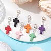 6Pcs Synthetic Turquoise Cross Pendant Decorations HJEW-JM02499-2