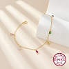 Colorful Cubic Zirconia Teardrop Charm Bracelets for Women BJEW-F455-01G-2