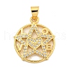 Rack Plating Brass Micro Pave Cubic Zirconia Pendants KK-B091-50A-G-1