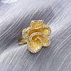 Brass Micro Pave Clear Cubic Zirconia Cuff Rings for Women RJEW-H248-05G-1