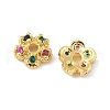 Brass Micro Pave Colorful Cubic Zirconia Bead Caps KK-V015-07G-01-1