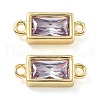 Brass Pave Glass Rectangle Connector Charms KK-H002-06G-04-1