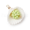 Clam Shell & Glass Seed Beaded Pendants PALLOY-MZ00526-05-3