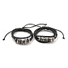 Braided PU Leather & Waxed Cords Triple Layer Multi-strand Bracelets BJEW-P329-10AS-1