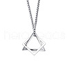 Interlocking Triangle & Square Stainless Steel Pendant Box Chain Necklaces WG4B0A0-01-4