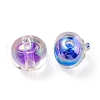 UV Plating Rainbow Iridescent Acrylic Beads OACR-A014-02-2