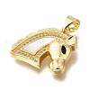 Brass Micro Pave Cubic Zirconia Shell Pendants KK-D328-10G-2