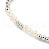 Brass & ABS Plastic Imitation Pearl Round Beaded Stretch Bracelets for Women BJEW-G704-02P-3