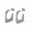 304 Stainless Steel Rectangle Stud Earrings EJEW-G314-11P-1