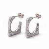 Non-Tarnish 304 Stainless Steel Rectangle Stud Earrings EJEW-G314-11P-1