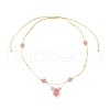 Cherry Quartz Glass Faceted Teardrop Pendant Nylon Cord Braided Adjustable Necklaces for Women NJEW-JN05320-4