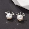 925 Sterling Silver Micro Pave Clear Cubic Zirconia Stud Earrings for Women EJEW-K303-02A-P-1