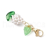 Flower Glass Pearl & Seed Beads Pendant Decorations HJEW-MZ00274-04-4