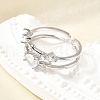 Teardrop 925 Sterling Silver Cubic Zirconia Adjustable Cuff Rings for Women RJEW-S631-02P-2