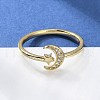 Adjustable Brass Micro Pave Clear Cubic Zirconia Cuff Rings ZIRC-Z002-09G-1