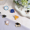 SUNNYCLUE 8Pcs 8 Style Graduation Theme Enamel Pin JEWB-SC0001-33-4