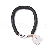 2Pcs 2 Colors Ghost & Spider Web Alloy Enamel Charm Bracelet Sets BJEW-JB10885-3