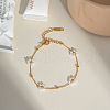 Stainless Steel Woven Flower Link Chain Bracelets for Women AC0915-3-2