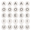50Pcs 5 Style White Flat Round with Black Letter Silicone Beads SIL-TA0001-49-1