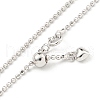 Rhodium Plated Heart 925 Sterling Silver Ball Chain Necklaces NJEW-C052-04P-2