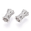 Rhodium Plated 925 Sterling Silver Micro Pave Clear Cubic Zirconia Beads STER-T007-16P-2