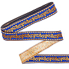 Ethnic Style Polyester Jacquard Leaf Ribbons SRIB-WH0011-198A-1